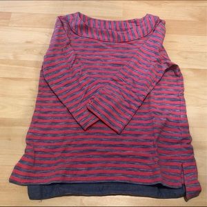 Talbots striped 3/4 top